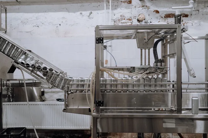 A modern factory production line with machinery in operation