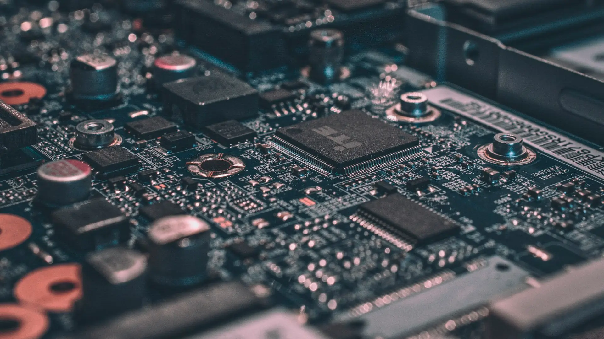 Circuit board wiring representing system integration — Avaib AI integration
