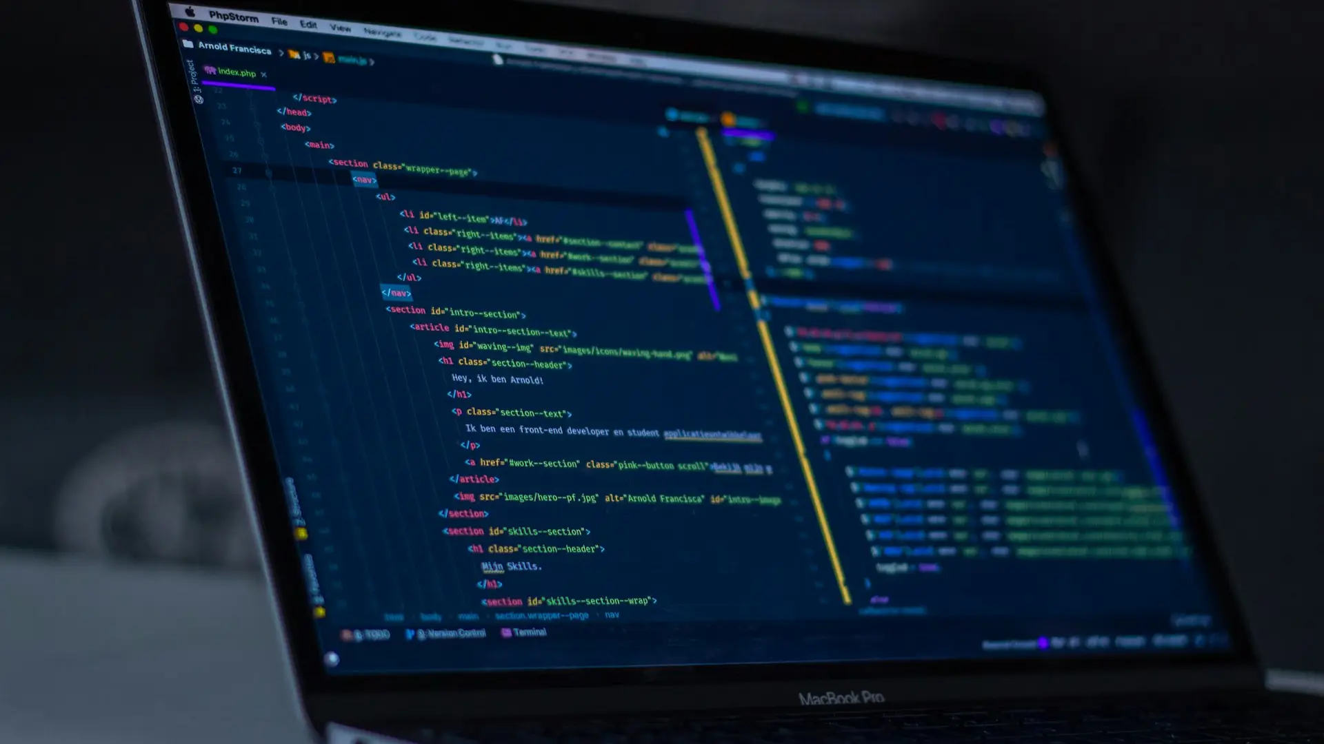 Close-up of source code on a screen — Avaib custom software